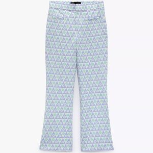 Zara Triangular Patterned Cropped Pants in Blue and Green